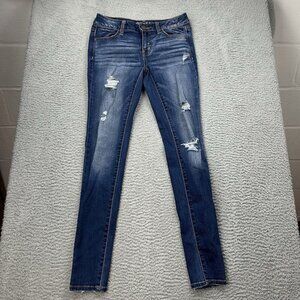 American Eagle Jegging Women’s Blue Jeans Size 4 Distressed Super Stretch